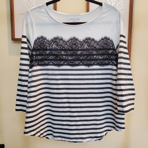 Coldwater Creek 3/4 Sleeve Top with Lace XL